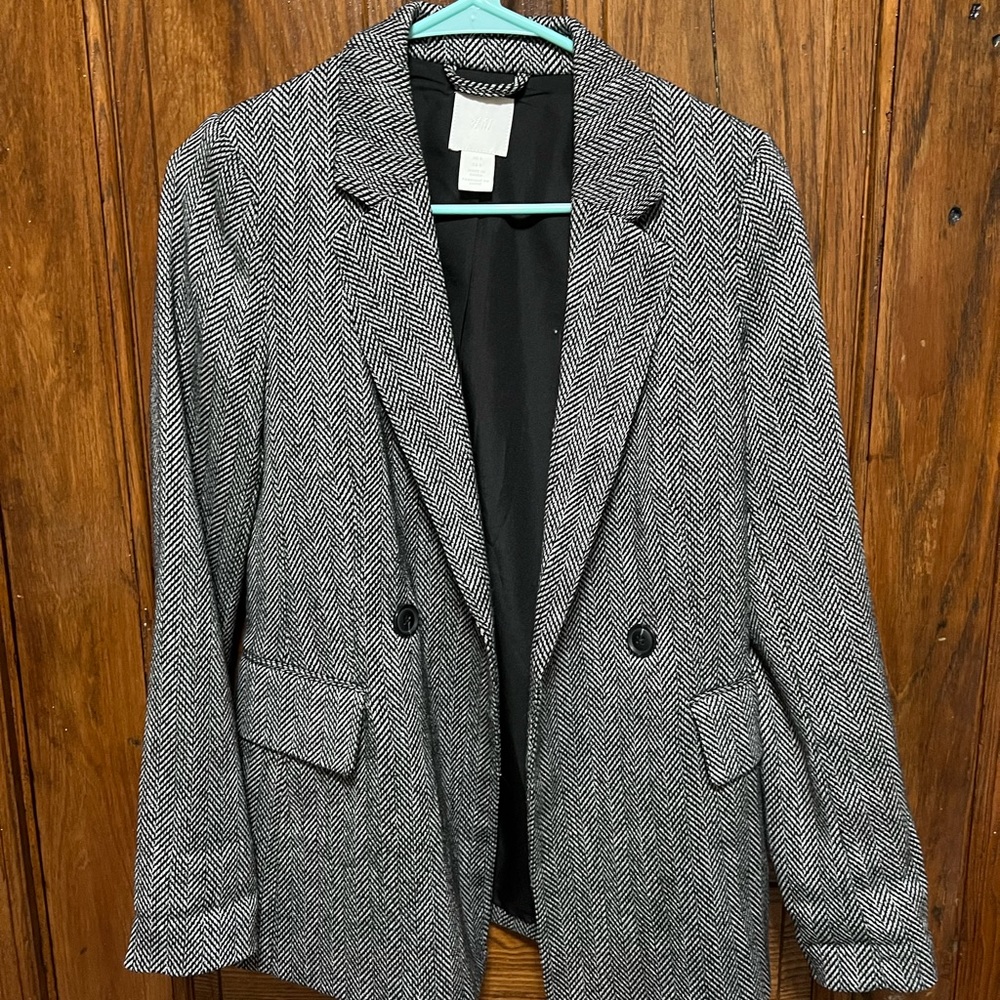 H&M Oversized Casual Plaid Blazer
